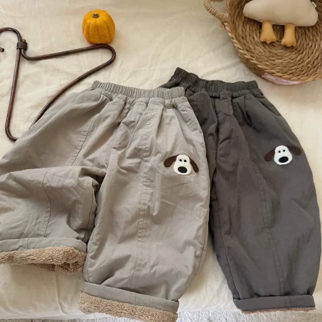 Children's Fleece-Lined Pants 2025 Autumn and Winter Boys and Girls Straight-Leg Pants Long Pants Baby Cartoon Thickened Harem Pants Wholesale - Image 4