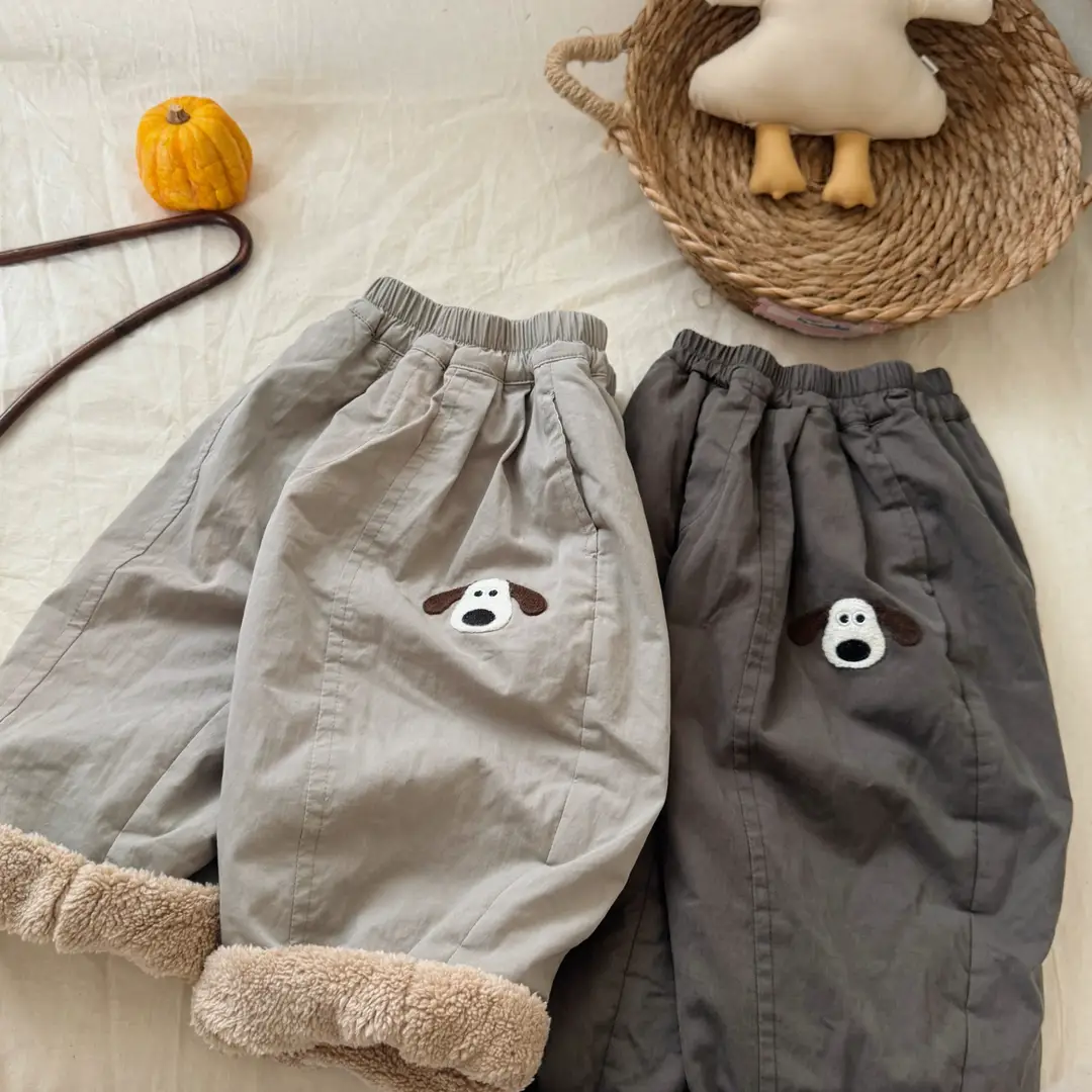 Children's Fleece-Lined Pants 2025 Autumn and Winter Boys and Girls Straight-Leg Pants Long Pants Baby Cartoon Thickened Harem Pants Wholesale — feature 10