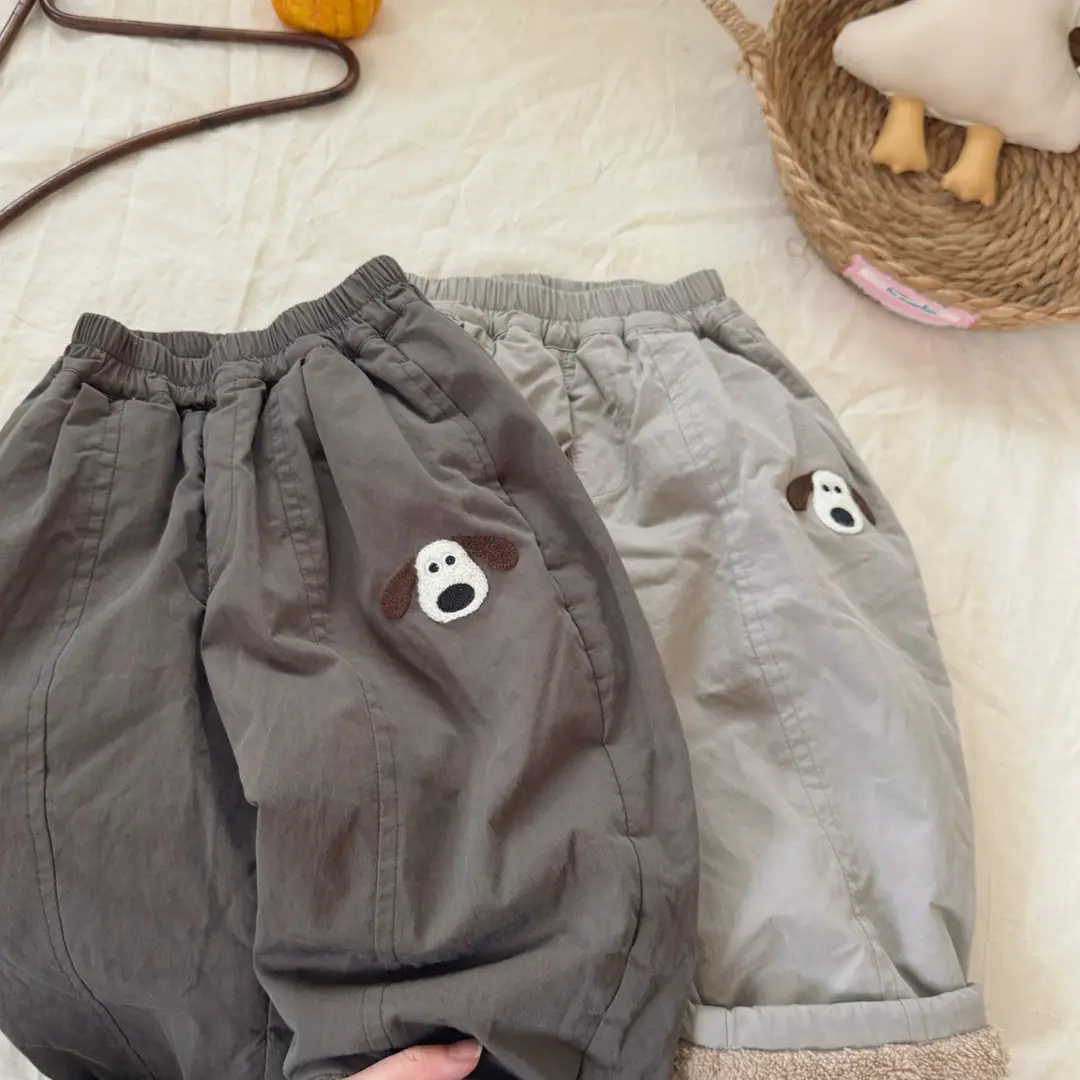 Children's Fleece-Lined Pants 2025 Autumn and Winter Boys and Girls Straight-Leg Pants Long Pants Baby Cartoon Thickened Harem Pants Wholesale — feature 12