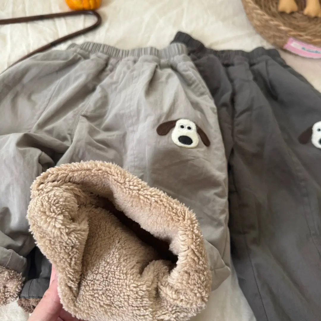 Children's Fleece-Lined Pants 2025 Autumn and Winter Boys and Girls Straight-Leg Pants Long Pants Baby Cartoon Thickened Harem Pants Wholesale — feature 14