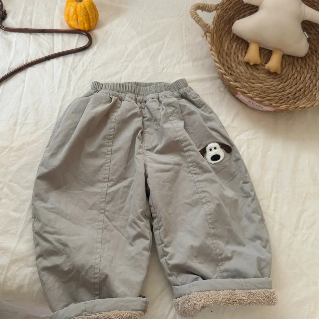 Children's Fleece-Lined Pants 2025 Autumn and Winter Boys and Girls Straight-Leg Pants Long Pants Baby Cartoon Thickened Harem Pants Wholesale — feature 15