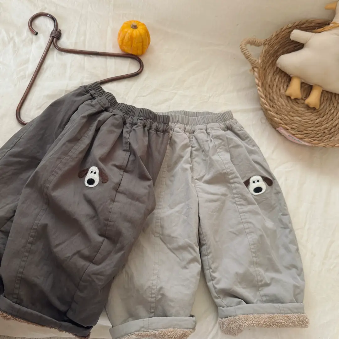 Children's Fleece-Lined Pants 2025 Autumn and Winter Boys and Girls Straight-Leg Pants Long Pants Baby Cartoon Thickened Harem Pants Wholesale — feature 16