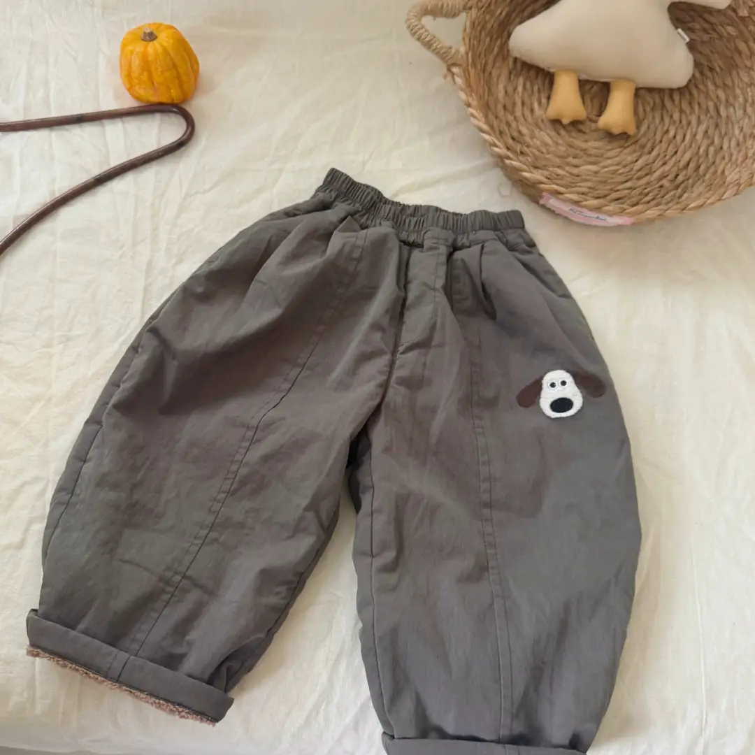 Children's Fleece-Lined Pants 2025 Autumn and Winter Boys and Girls Straight-Leg Pants Long Pants Baby Cartoon Thickened Harem Pants Wholesale - Image 2