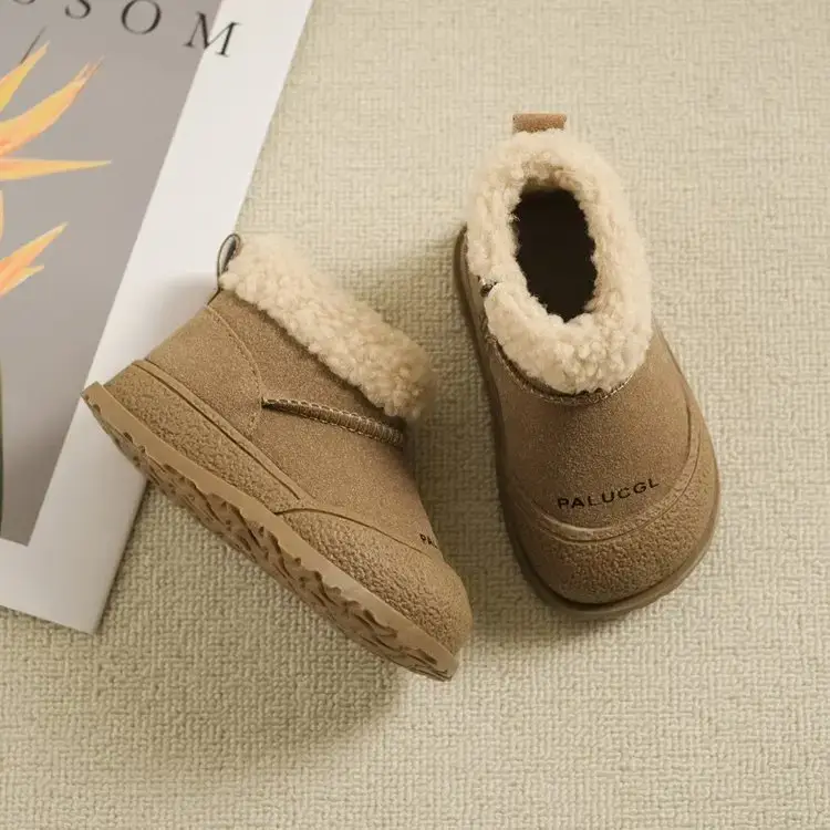 Girls' Green Velvet Snow Boots with Fleece Lining