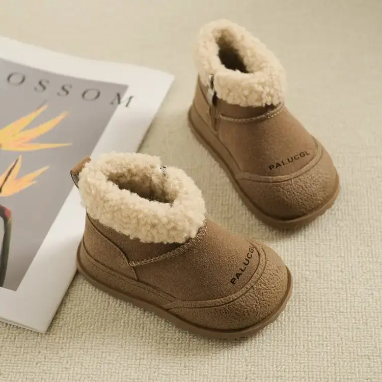 Girls' Green Velvet Snow Boots with Fleece Lining — feature 1