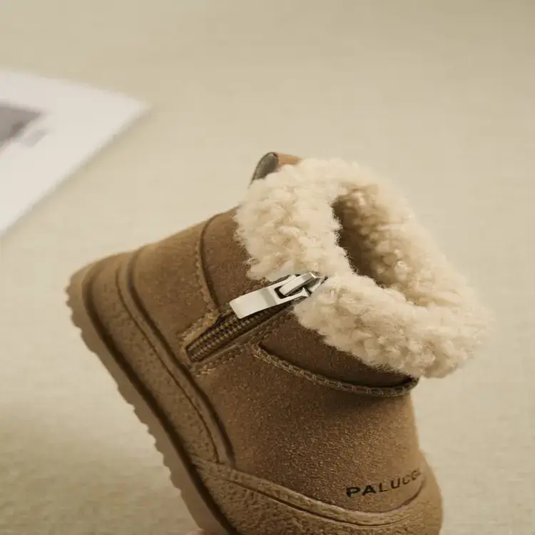 Girls' Green Velvet Snow Boots with Fleece Lining — feature 11
