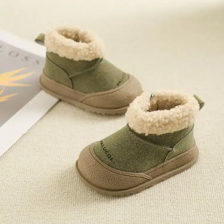 Girls' Green Velvet Snow Boots with Fleece Lining — feature 15