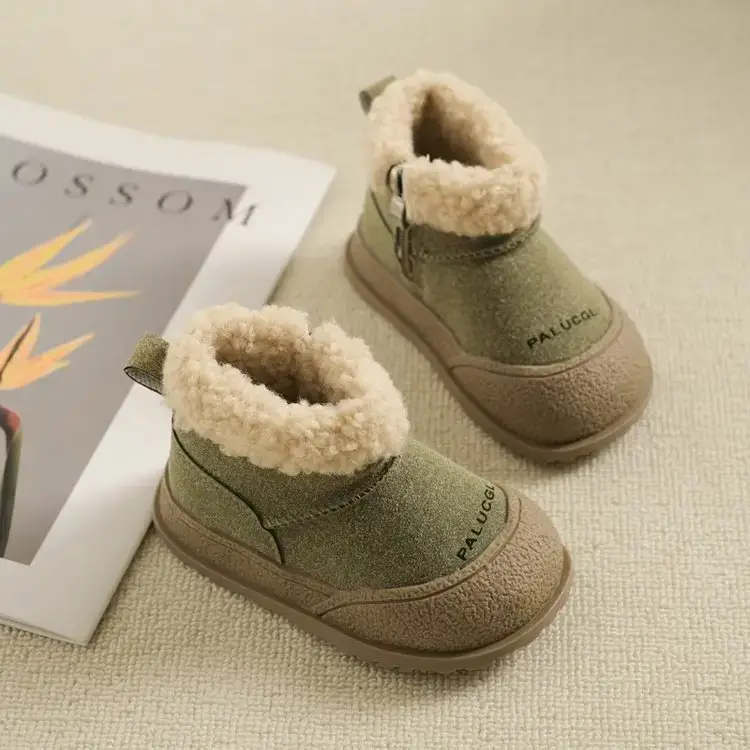 Girls' Green Velvet Snow Boots with Fleece Lining — feature 2