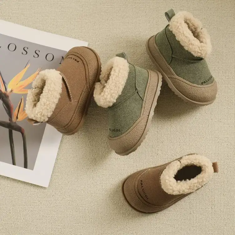 Girls' Green Velvet Snow Boots with Fleece Lining — feature 6
