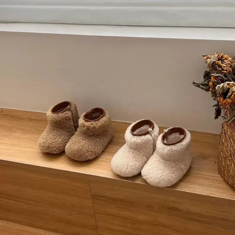 New Baby Girl Snow Boots Soft Sole Thickened Toddler Shoes Winter Boys Plus Plush Fur Shoes