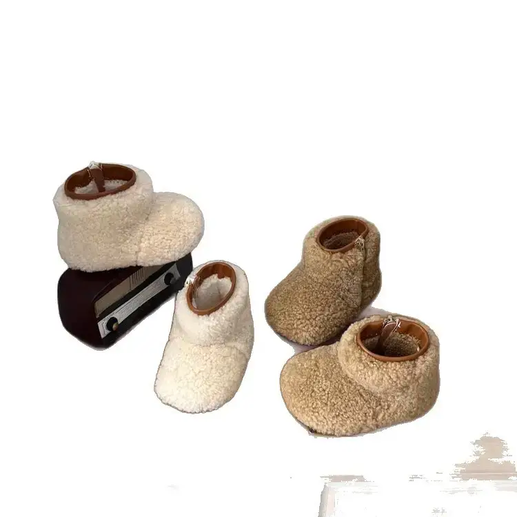 New Baby Girl Snow Boots Soft Sole Thickened Toddler Shoes Winter Boys Plus Plush Fur Shoes