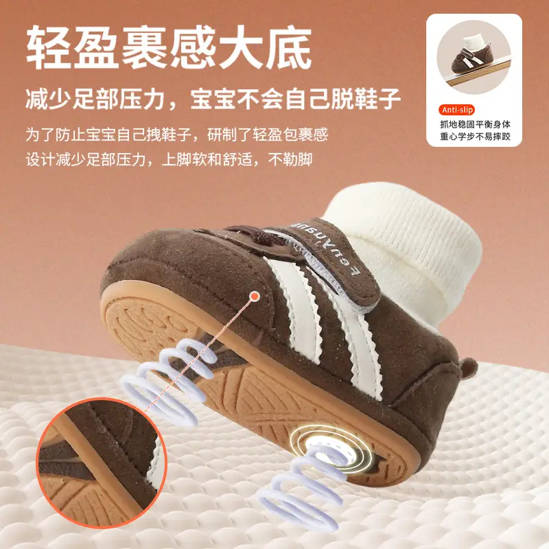 Winter Baby Cotton Shoes, Newborn Baby Shoes and Socks, Infant Autumn and Winter Newborn Shoes, Warm Fleece-Lined Soft-Soled Shoes - Image 6