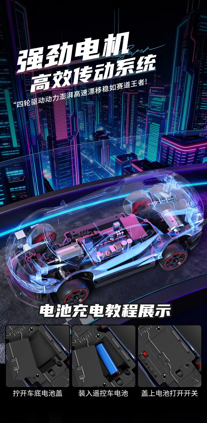 English Version Rc Remote Control Driveway Hellcat Four-Wheel Drive Drift High-Speed Light Boys and Kidsren Toys Wholesale Cross-Border — feature 7