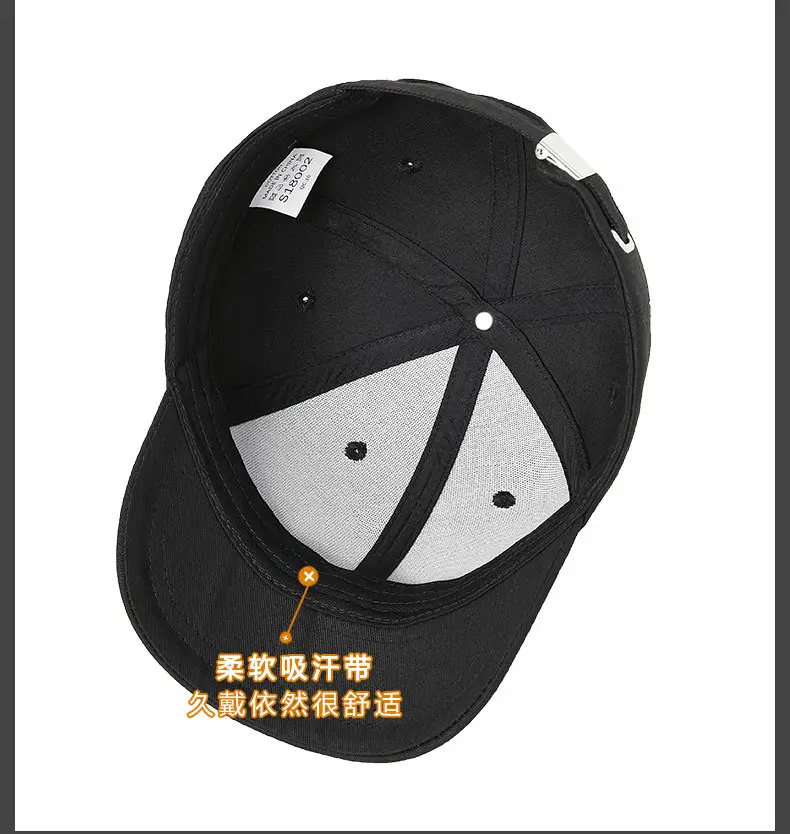 Men Pure Cotton Duckbill Cap Blue White Black — feature 20