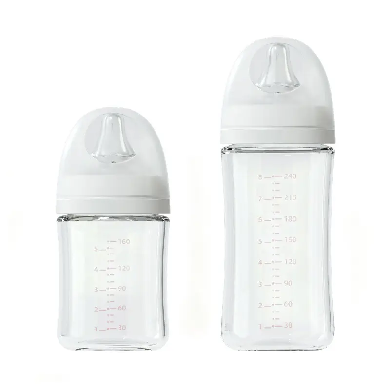 Newborn Baby Glass Bottle with Nipple, Wide-Caliber, Anti-Flatulence, Anti-Choking, Special Bottle for Newborns, 160ml