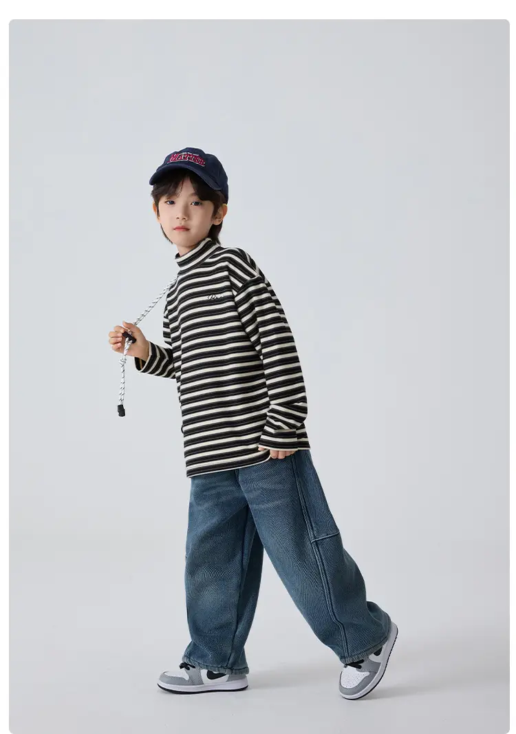 Haima Boys Striped Winter Base T-Shirt Half Turtleneck — feature 11