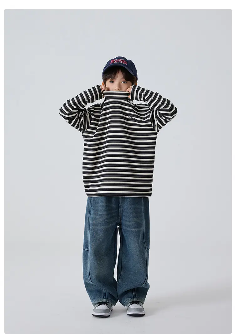 Haima Boys Striped Winter Base T-Shirt Half Turtleneck — feature 12