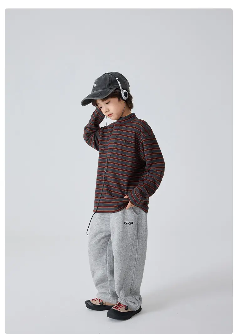 Haima Boys Striped Winter Base T-Shirt Half Turtleneck — feature 8