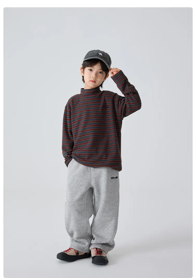 Haima Boys Striped Winter Base T-Shirt Half Turtleneck — feature 9