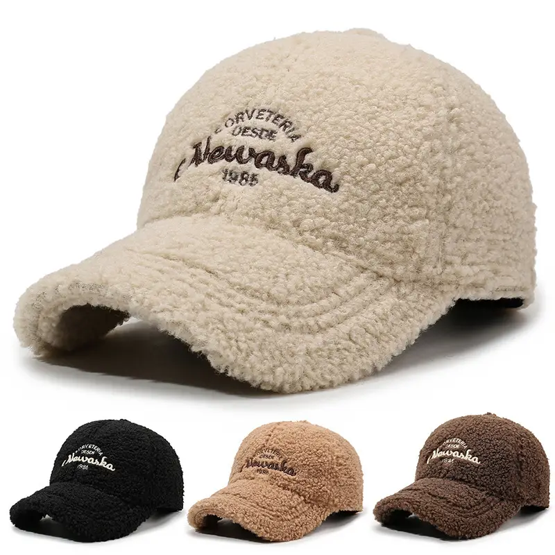 Women's Faux Wool Winter Cap Beige 1980s Style — feature 1