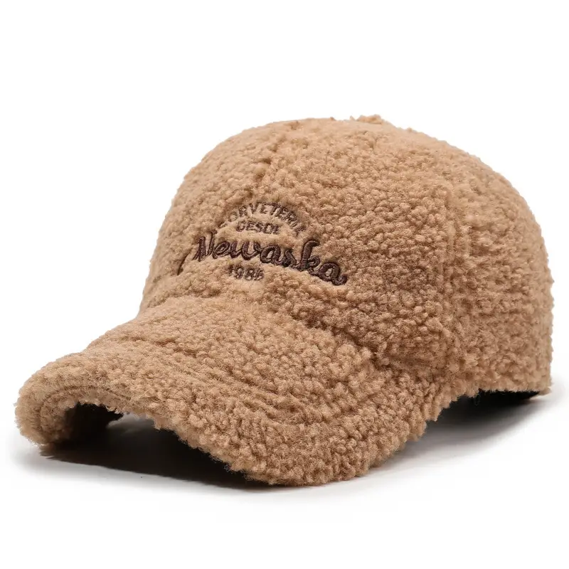 Women's Faux Wool Winter Cap Beige 1980s Style - Image 2