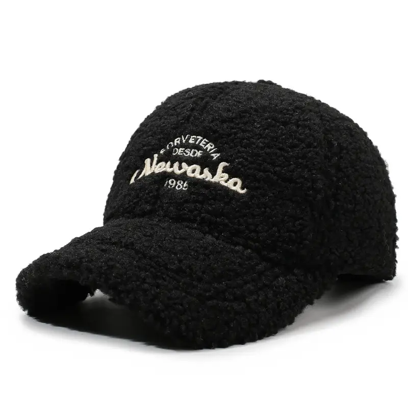 Women's Faux Wool Winter Cap Beige 1980s Style - Image 3