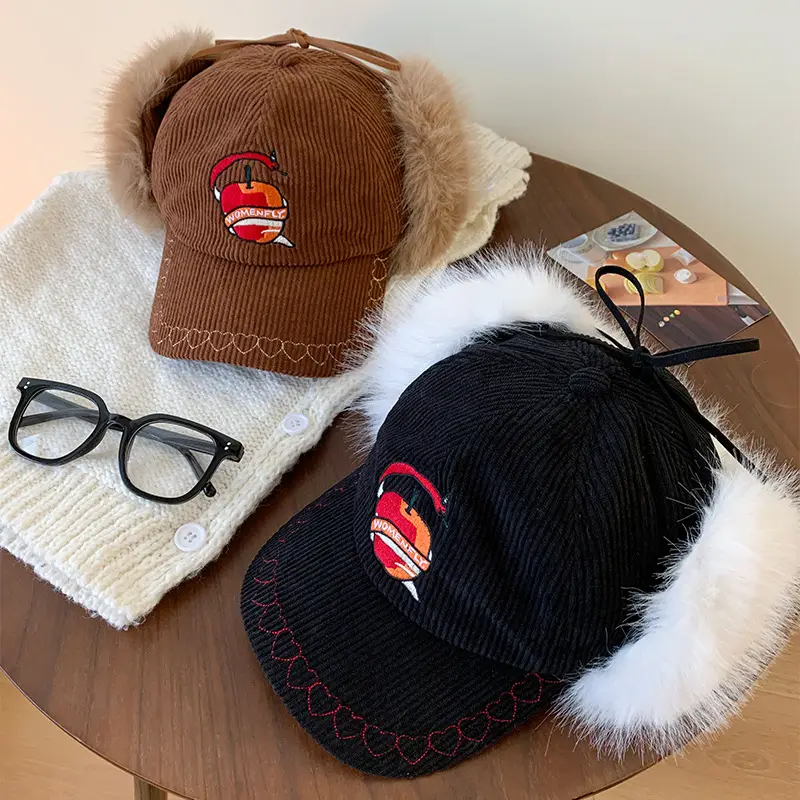 Winter Warm Ear Cap for Women Brown with Faux Fur - Image 8