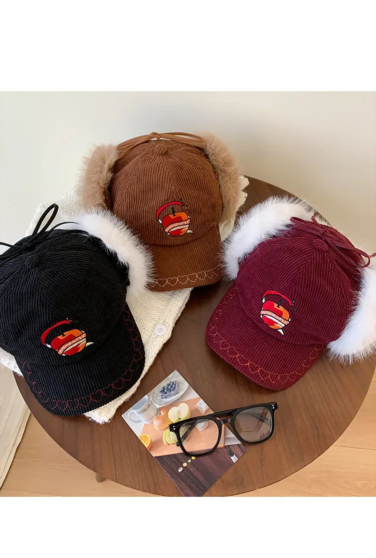 Winter Warm Ear Cap for Women Brown with Faux Fur — feature 11