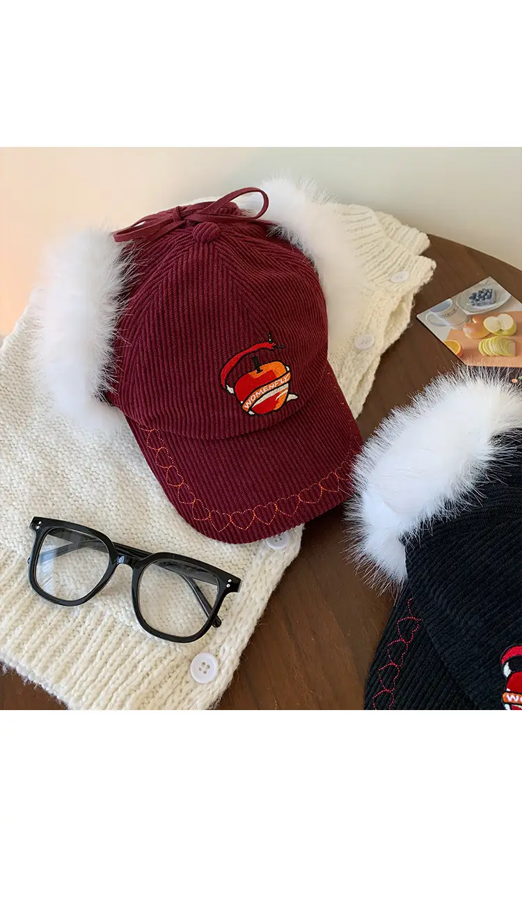 Winter Warm Ear Cap for Women Brown with Faux Fur — feature 12