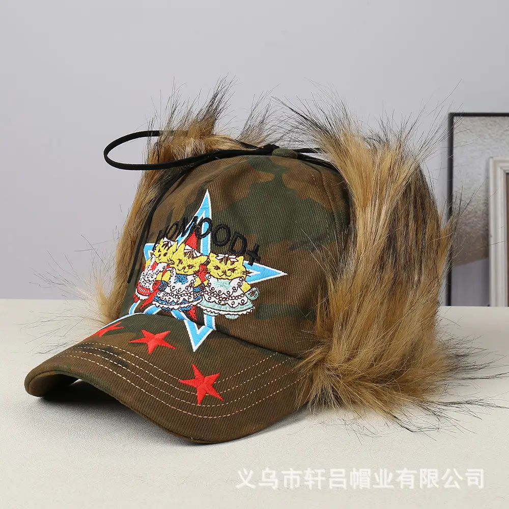 Pink Faux Fur Thermal Ear Hat for Outdoor Cycling