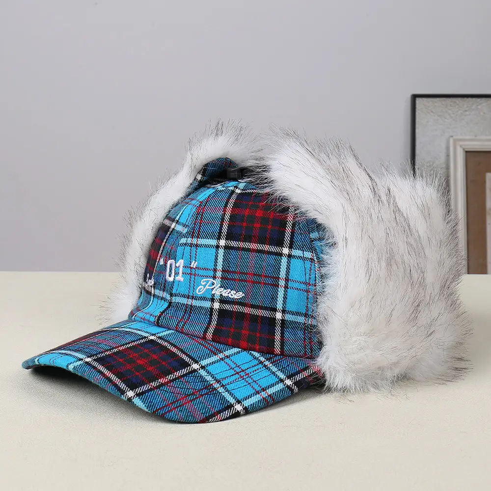 Pink Faux Fur Thermal Ear Hat for Outdoor Cycling