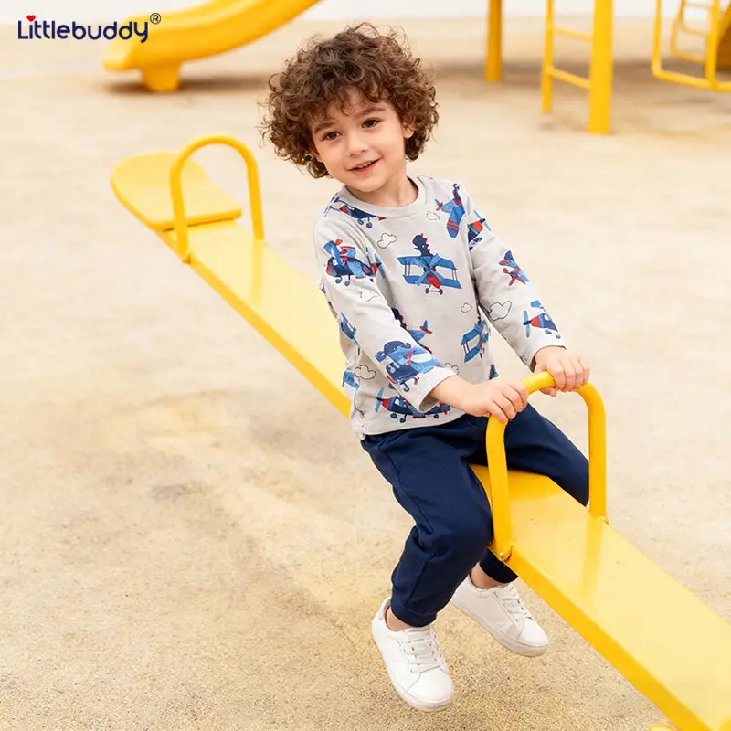 Kids Flying Plane T-Shirt Grey Medium Small - Image 3