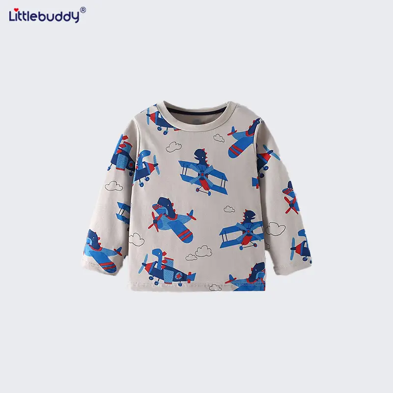Kids Flying Plane T-Shirt Grey Medium Small - Image 5