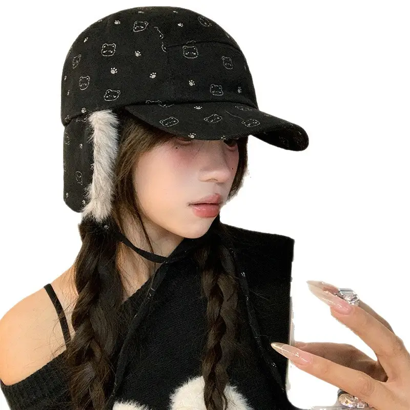 Women Bear Polka Dot Duck Cap Warm Face Protector - Image 8