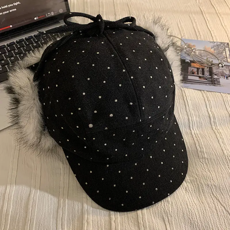 Women Bear Polka Dot Duck Cap Warm Face Protector - Image 2