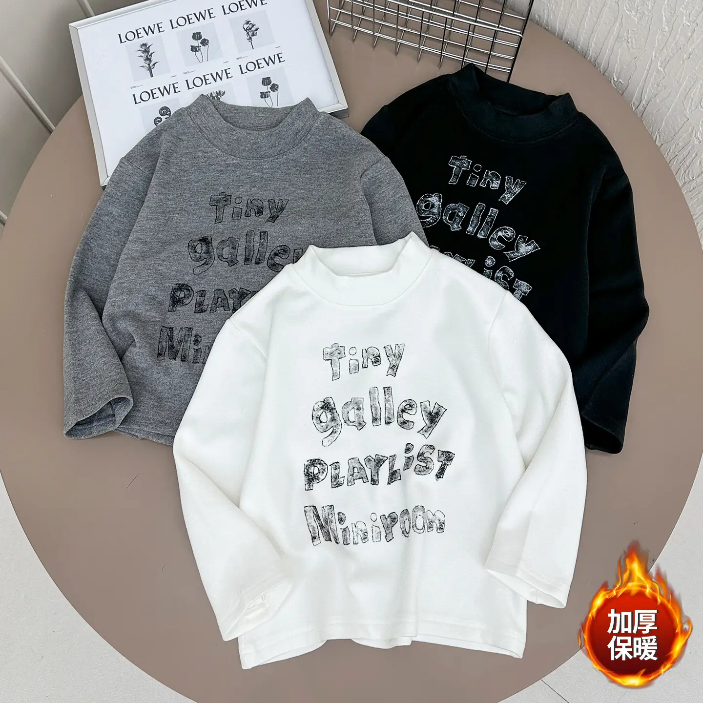 Kids Grey Printed Sweatshirt 2025 Winter Warm - Image 5