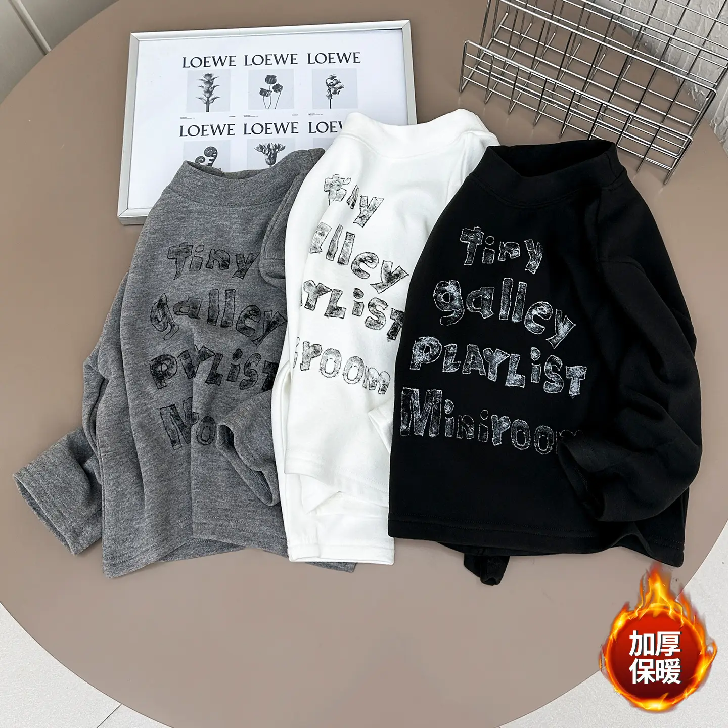 Kids Grey Printed Sweatshirt 2025 Winter Warm - Image 6