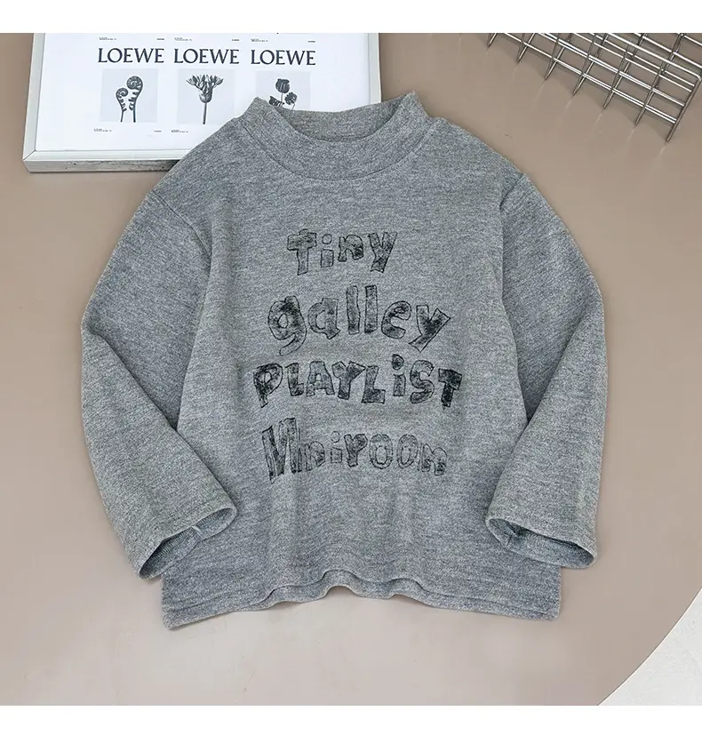 Kids Grey Printed Sweatshirt 2025 Winter Warm — feature 10