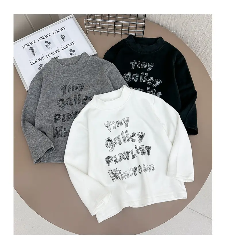 Kids Grey Printed Sweatshirt 2025 Winter Warm — feature 9