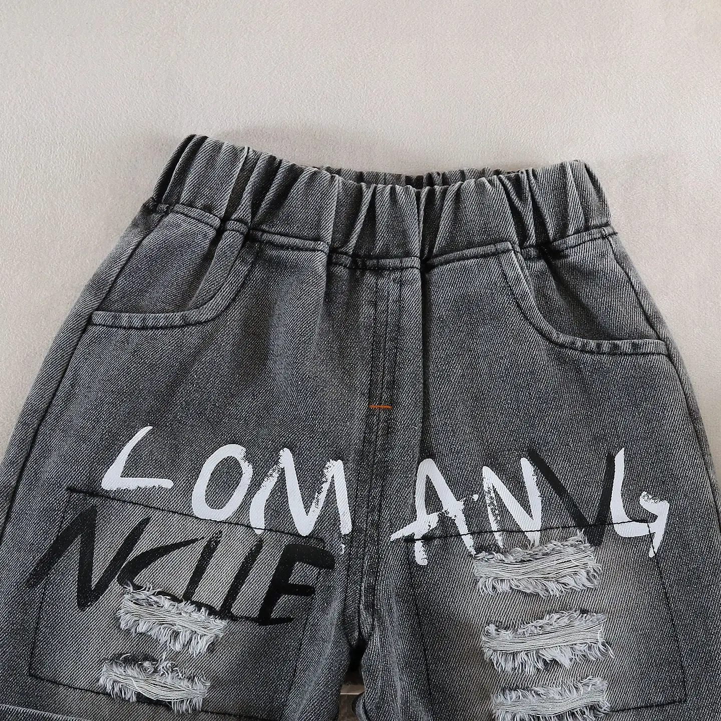 Kids Embroidered T-Shirt Shorts Set Dark Blue Casual Korean Style — feature 10