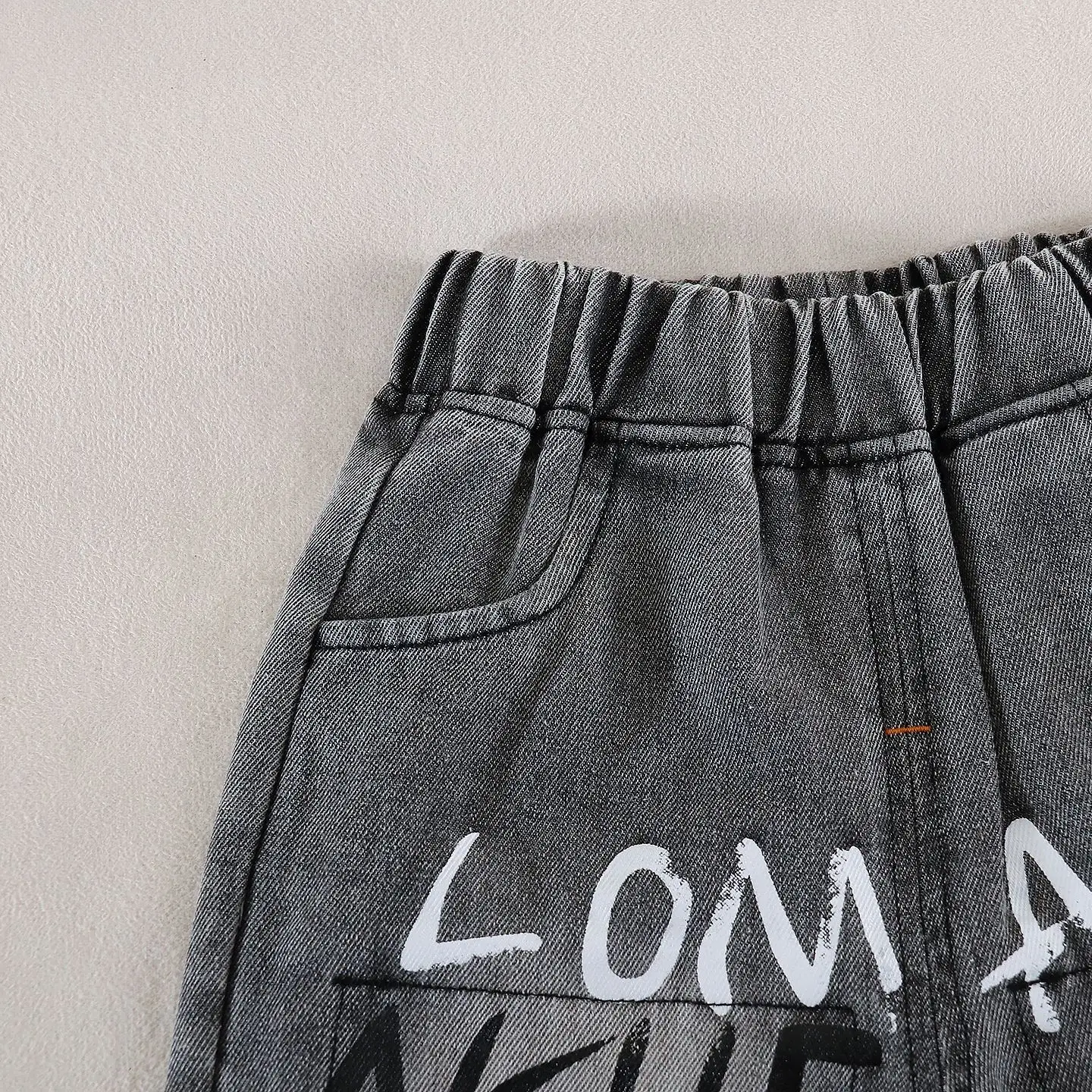 Kids Embroidered T-Shirt Shorts Set Dark Blue Casual Korean Style — feature 11