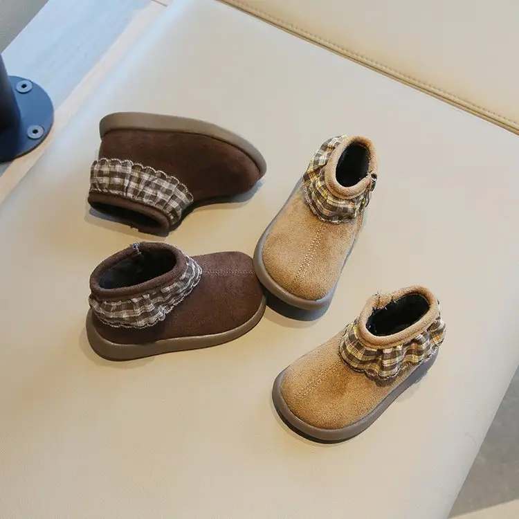 Baby Girl Fleece Lined Toddler Boots Red Striped Winter