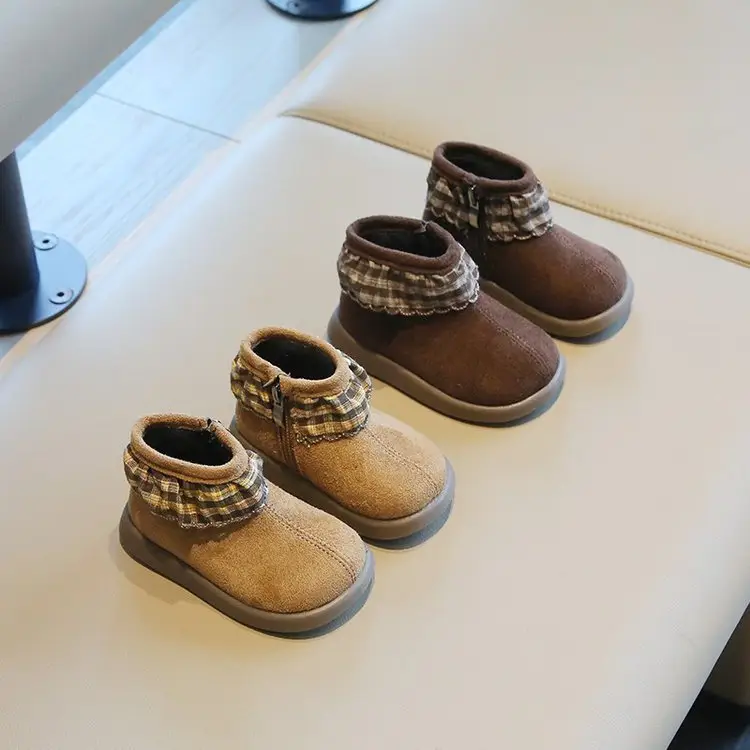 Baby Girl Fleece Lined Toddler Boots Red Striped Winter
