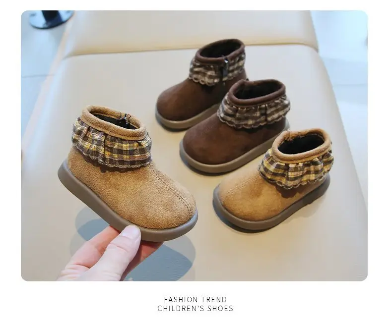 Baby Girl Fleece Lined Toddler Boots Red Striped Winter — feature 10