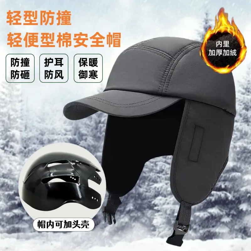 Winter Windproof Cotton Safety Helmet with Ear Protection - Image 3