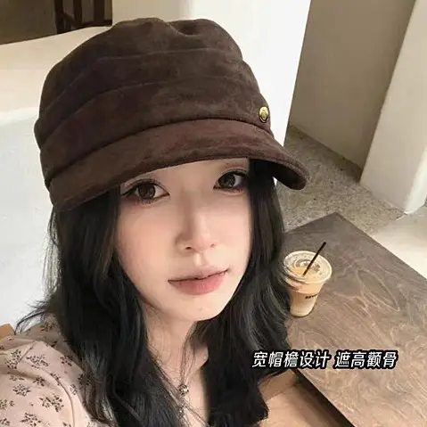 Women Black Duck-Bill Beret Hat 2025 New Autumn Winter Face Show - Image 6