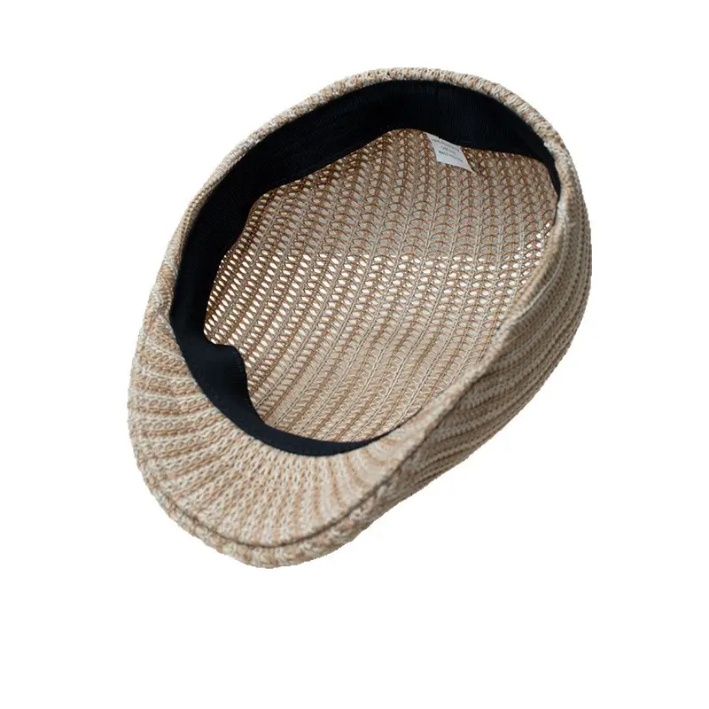 Women Knitted Peaked Cap Summer Hat Beige - Image 6