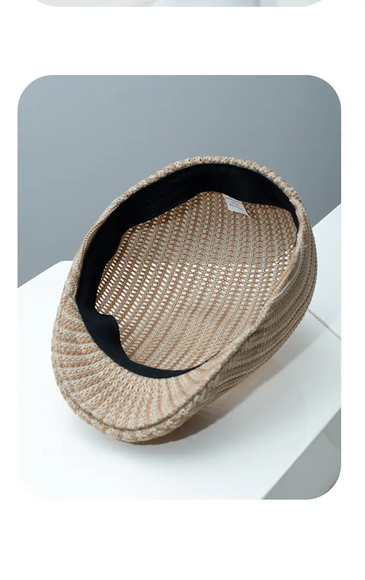 Women Knitted Peaked Cap Summer Hat Beige — feature 10