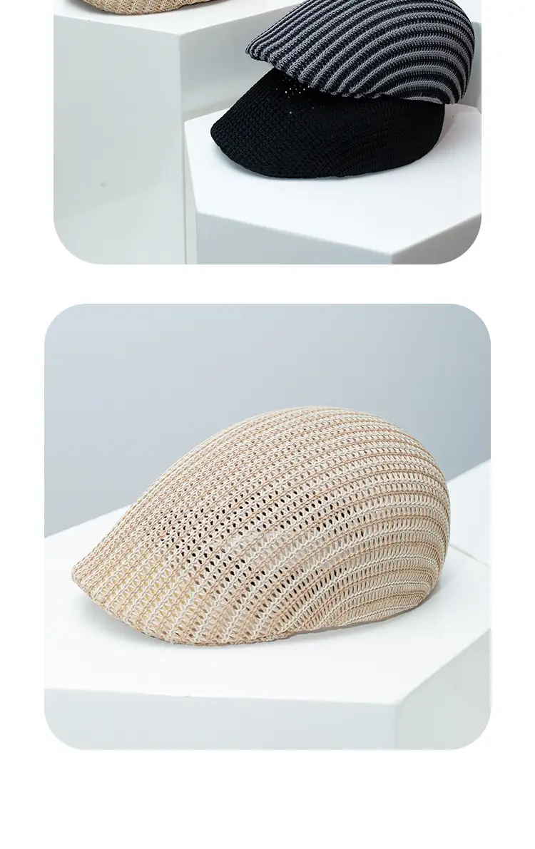 Women Knitted Peaked Cap Summer Hat Beige — feature 5