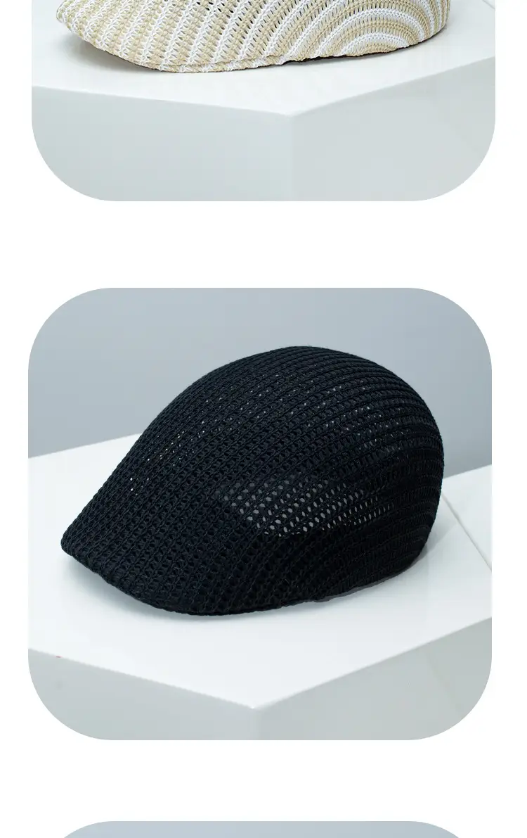 Women Knitted Peaked Cap Summer Hat Beige — feature 7